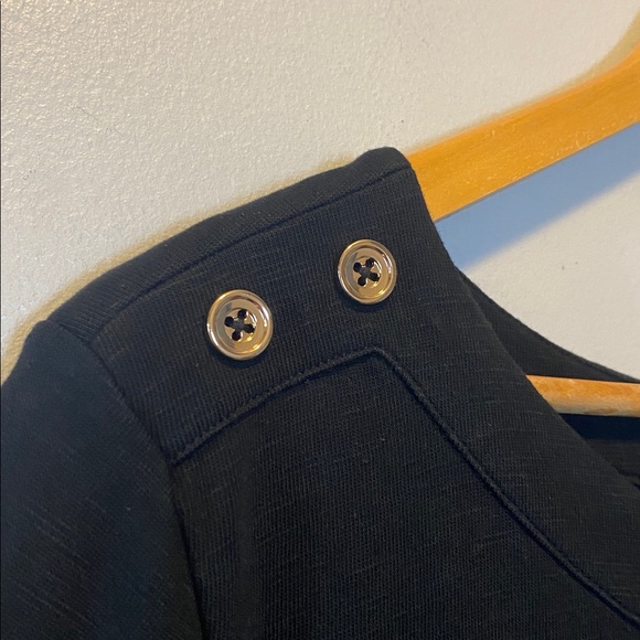 Talbots Midi Dress Women’s XL Black 100% Cotton Short Sleeve Button Detail - Picture 4 of 11